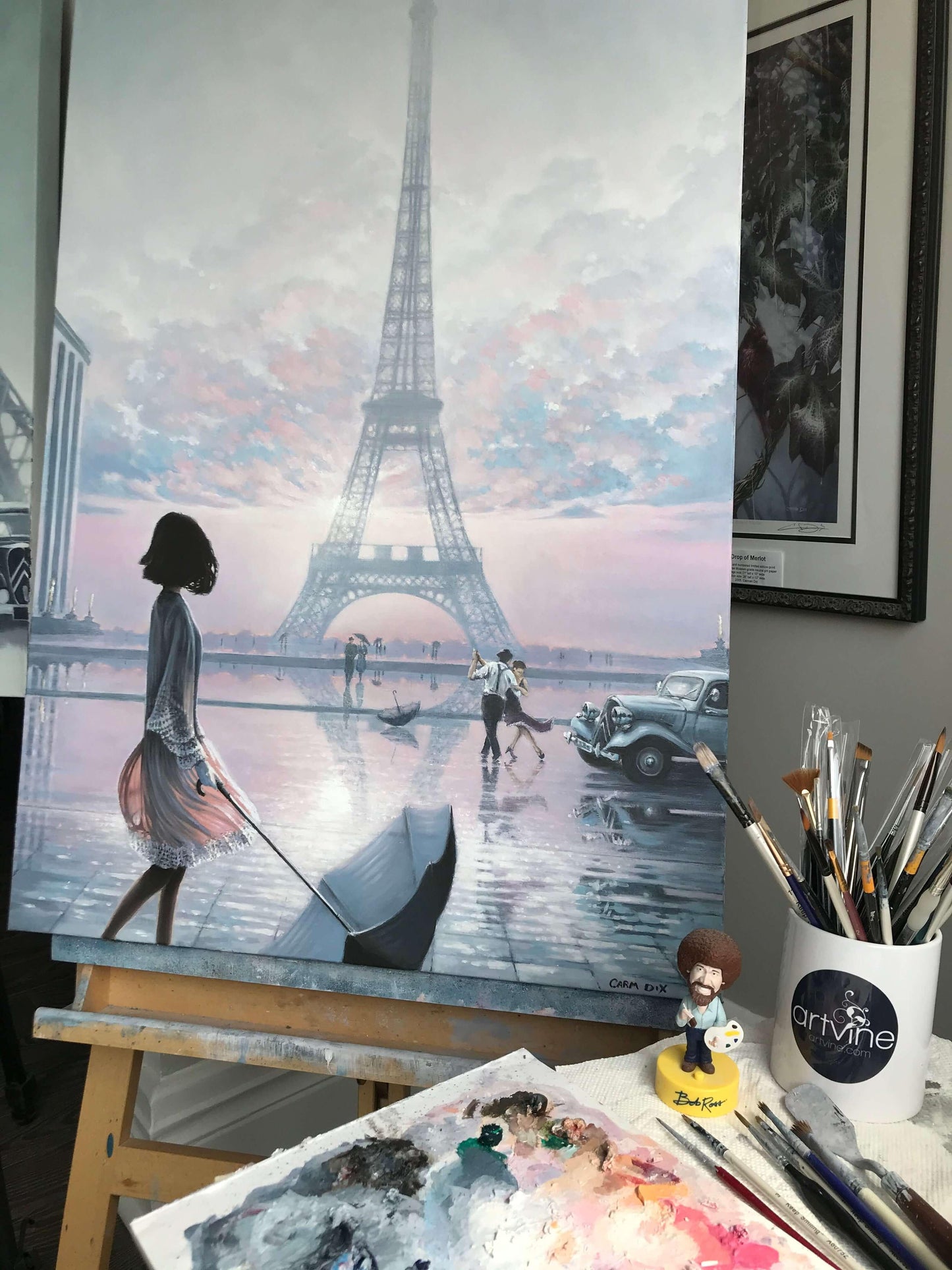 Lost Moment in Paris oil on canvas painting by artist Carm Dix