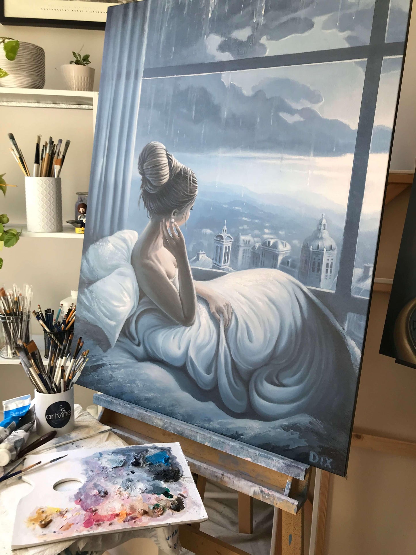 Pillow & Pearl oil on canvas painting by artist Carm Dix