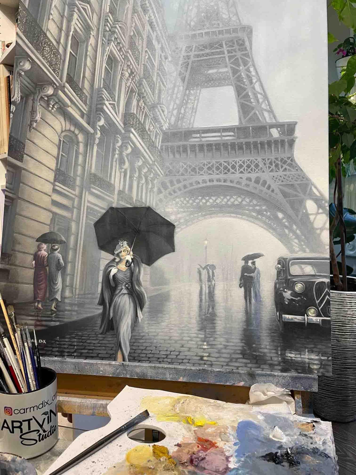 Grey Farewell oil on canvas painting by artist Carm Dix