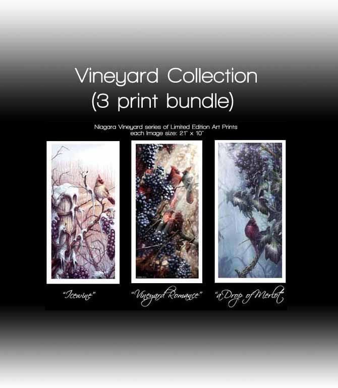 all 3 art prints of the Vineyard series of paintings by artist Carm Dix