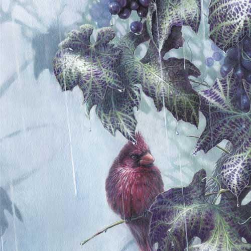 A Drop of Merlot watercolour painting closeup