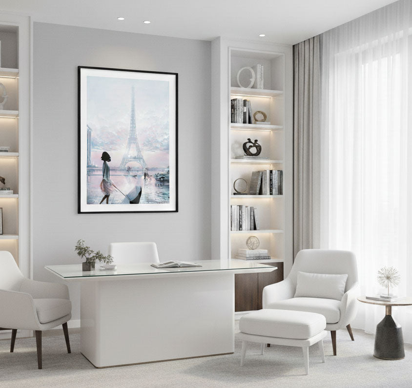 Modern office décor with Lost Moment art print