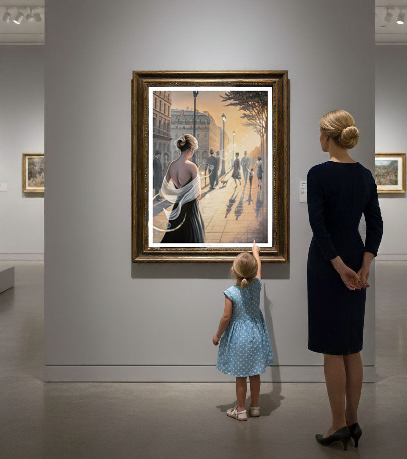 Woman and child looking at
