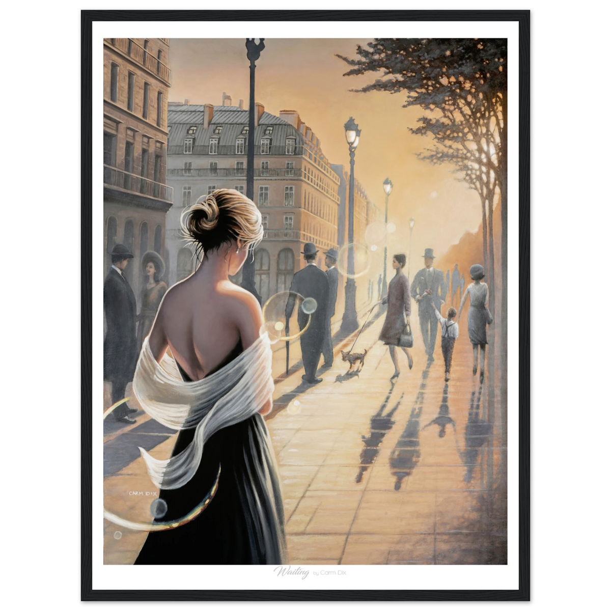 Waiting painting as a black framed art print