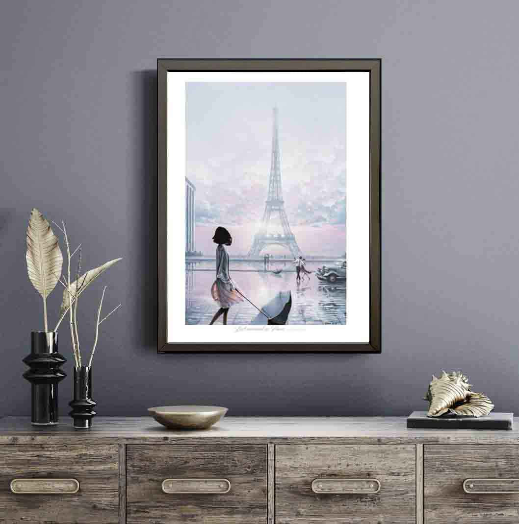 Black frame elegance in this art print by artist Carm Dix