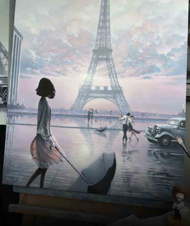 welcome to Carm Dix Art Studio -Lost moment in Paris being painted