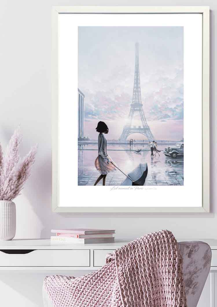 Lost Moment in Paris art print framed