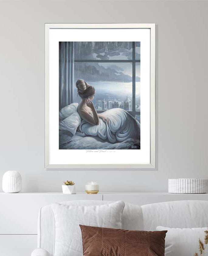 framed version Pillow and Pearl art print