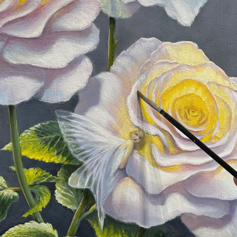 Floral art print in progress
