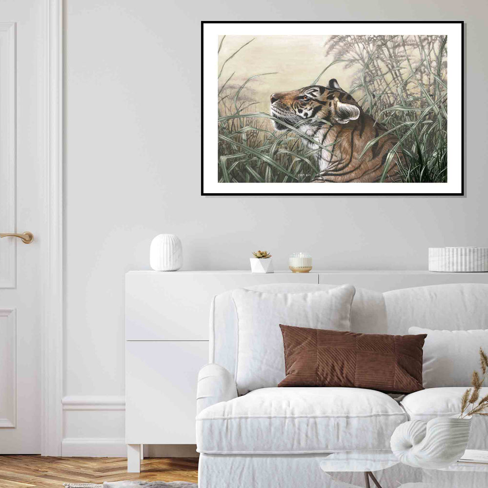 framed Tiger Art Print by artist Carm Dix