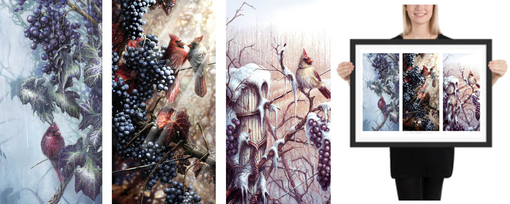 Wine Season art prints celebrating wine season in Niagara painting by artist Carm Dix