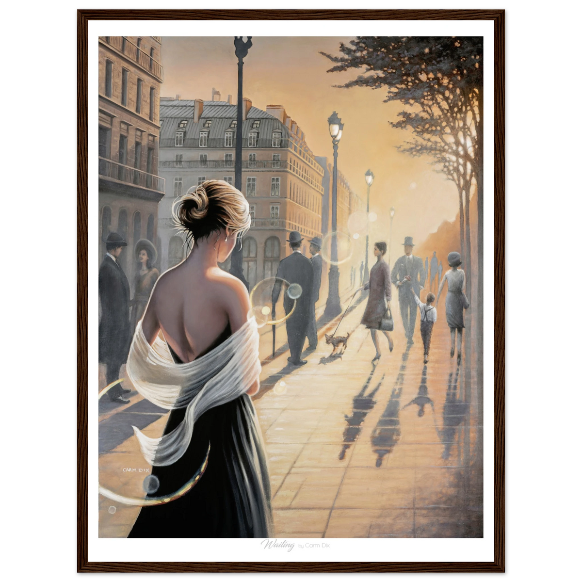 Waiting painting as a dark framed art print