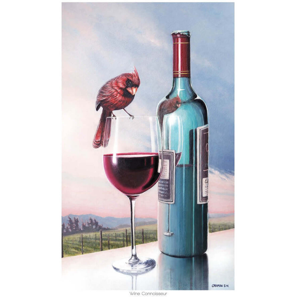 "Wine Connoisseur" -Limited Edition art print by artist Carm Dix.